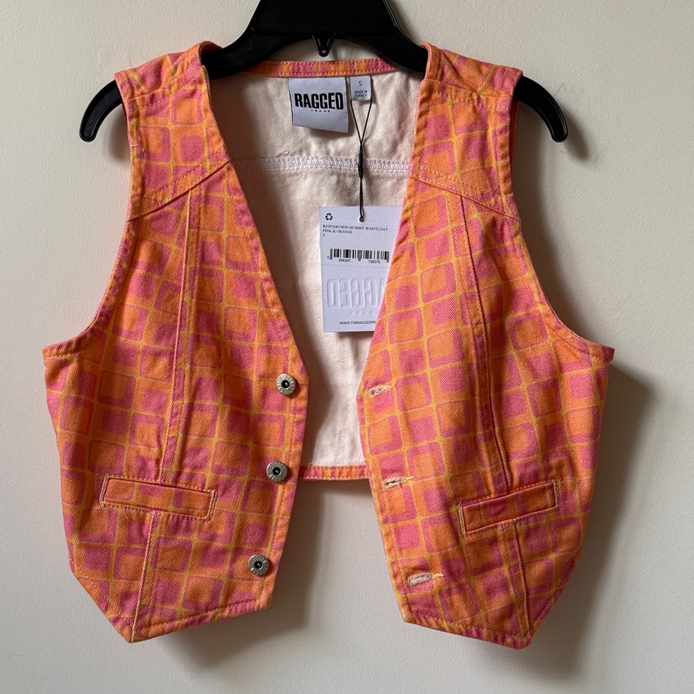 Ragged Pink and Orange Vest NWT Women's Size S
